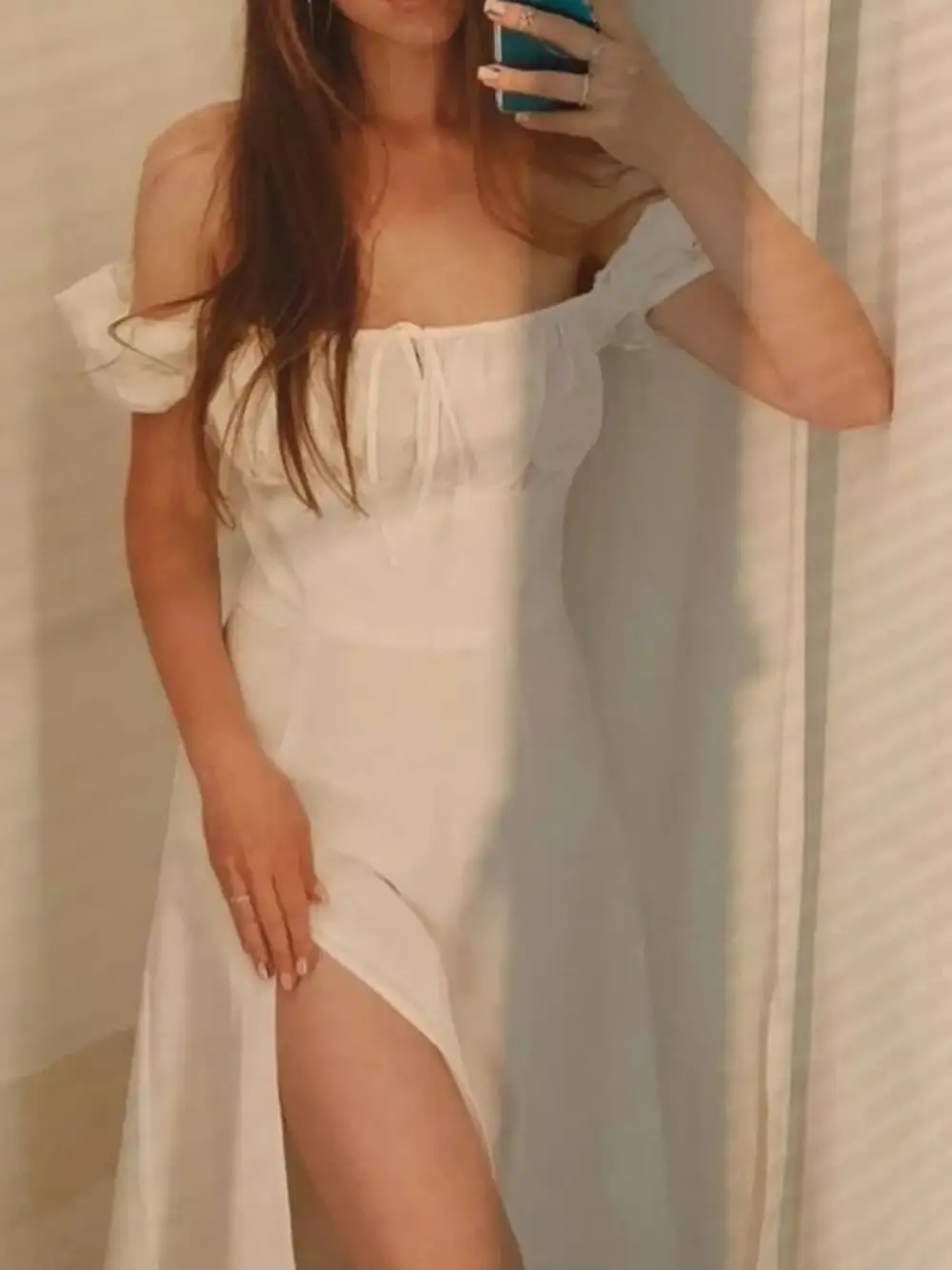 Slit Short Sleeve Midi Dress