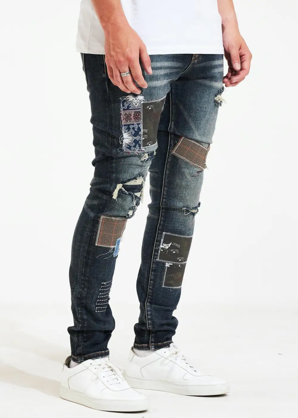 Contrast Patch Accent Jeans