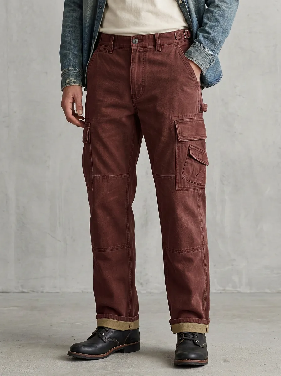Men's Military Style Olive Green Multi-Pocket Cargo Pants