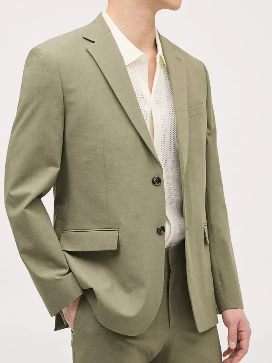 Khaki Tailored-Fit Suit Blazer