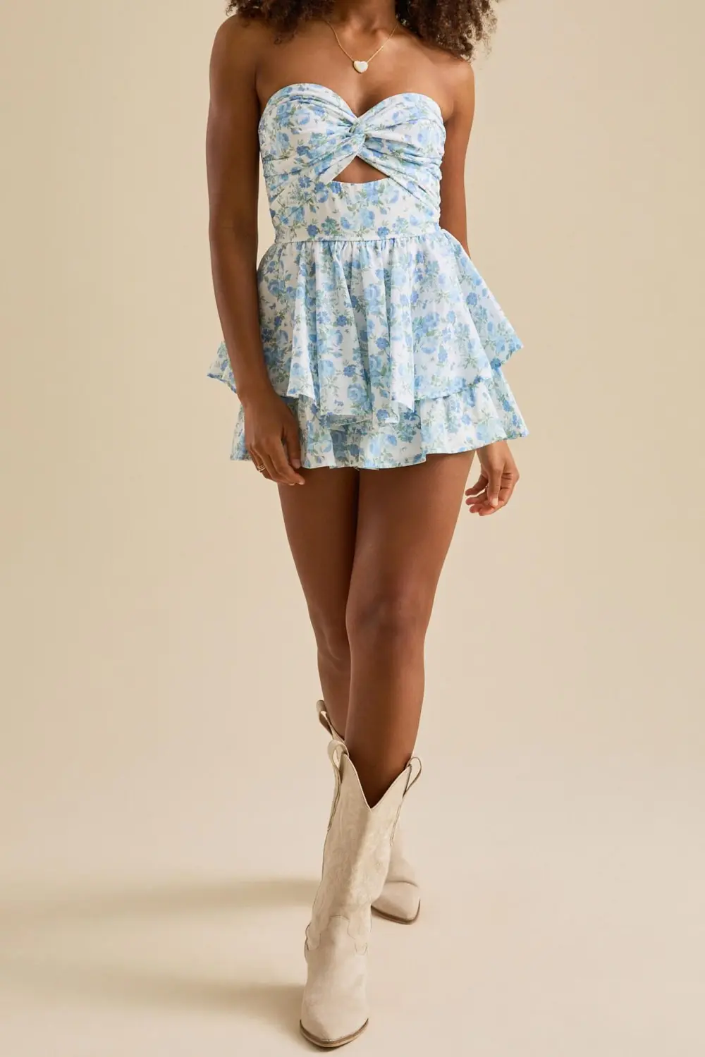 Strapless Floral Romper