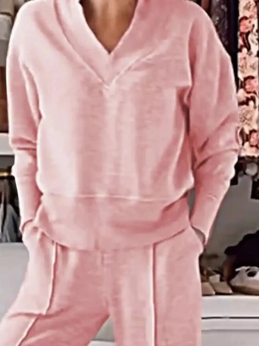 Cozy V Neck Top and Pants Set