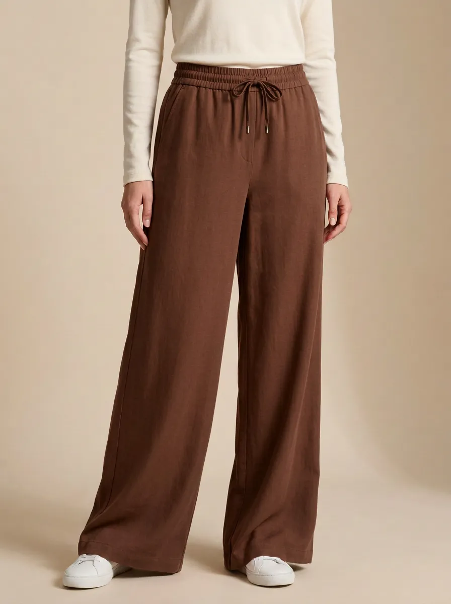 Wide-Leg Solid Women's Wide-Leg Pants