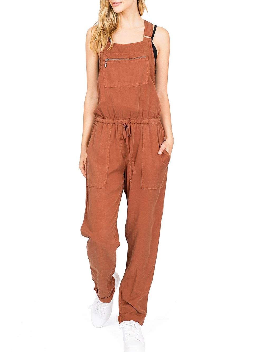 Rust - Colored Drawstring Lounge Overalls