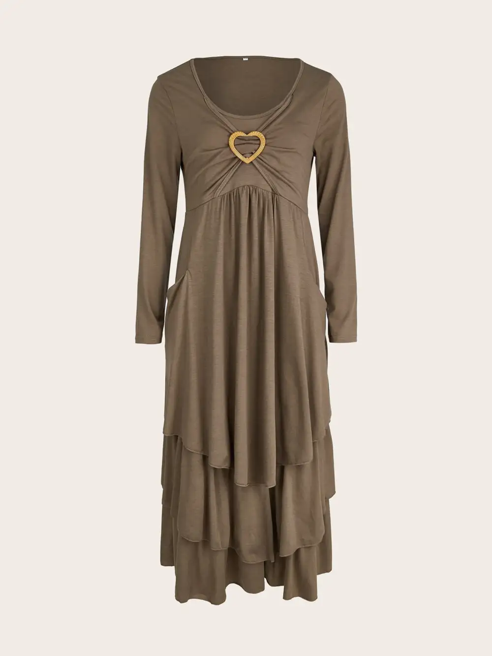 Full Size Heart-Decor Layered Midi Dress Plus Size