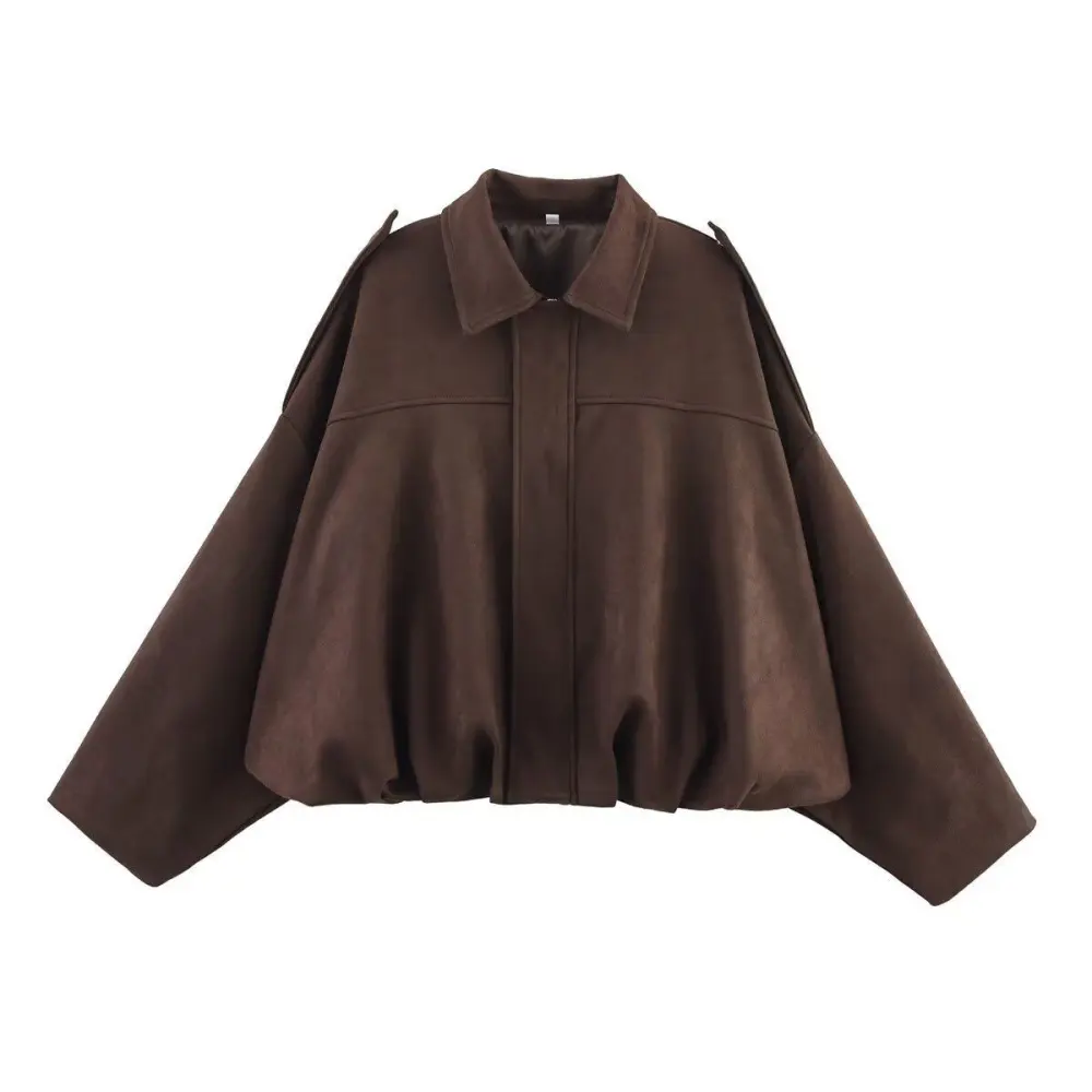 Relaxed Suede Fleece Casual Outerwear Jacket