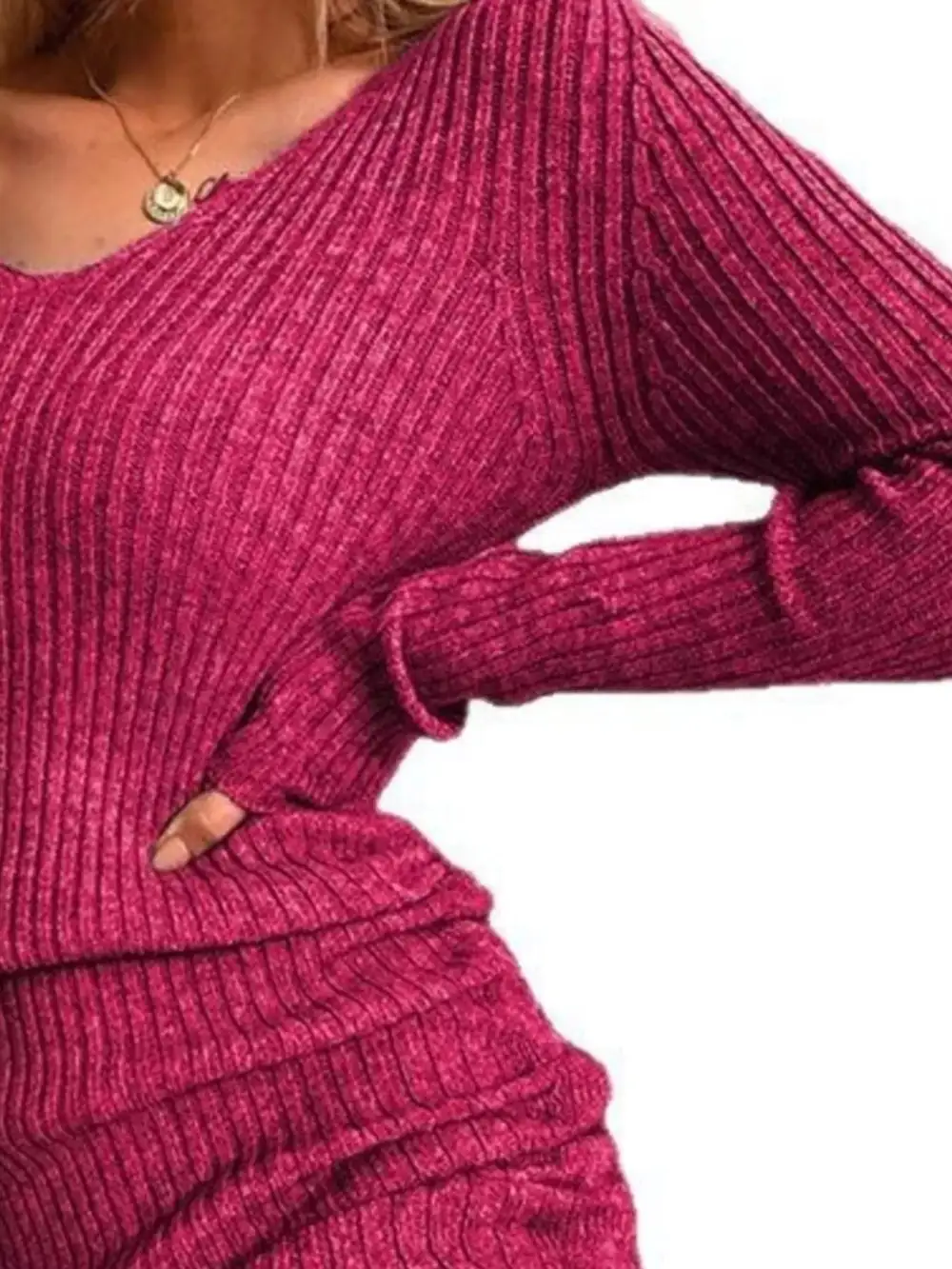 Ribbed Knit Drawstring Sweater Dress