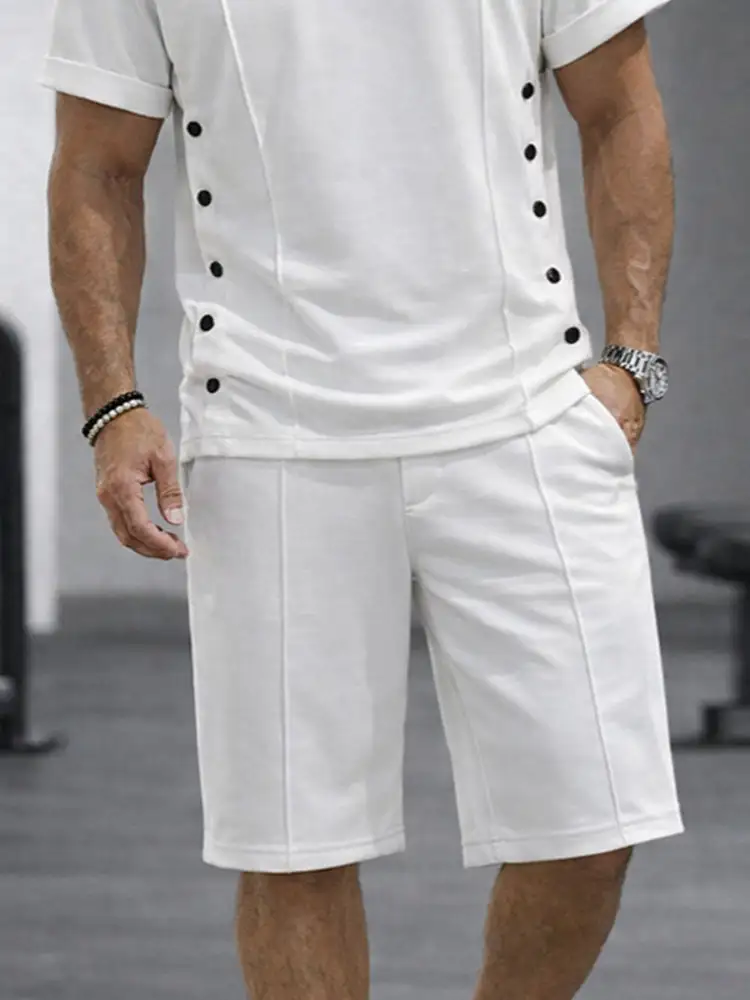 Athleisure Button Detail Shorts
