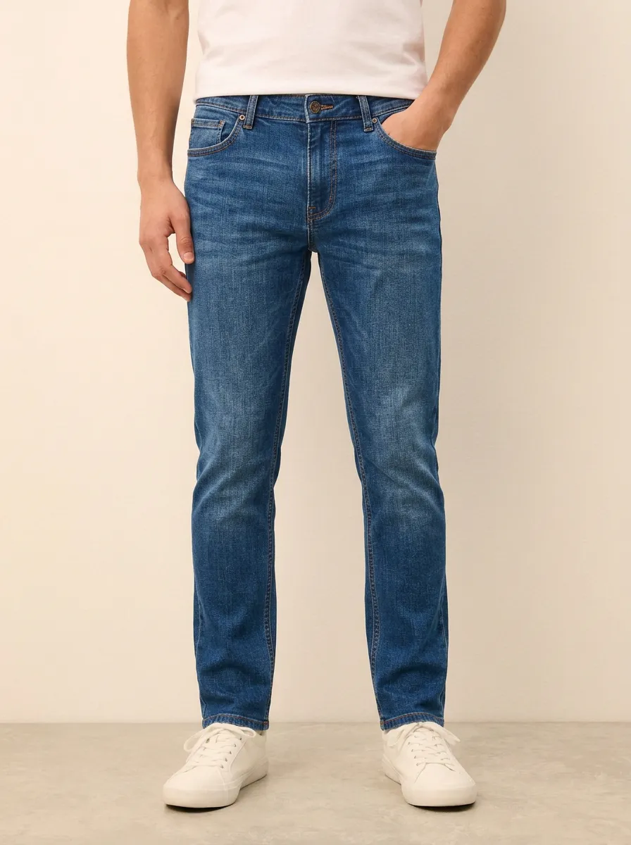 Men's Classic Comfort Washed Finish Stretch Denim Jeans