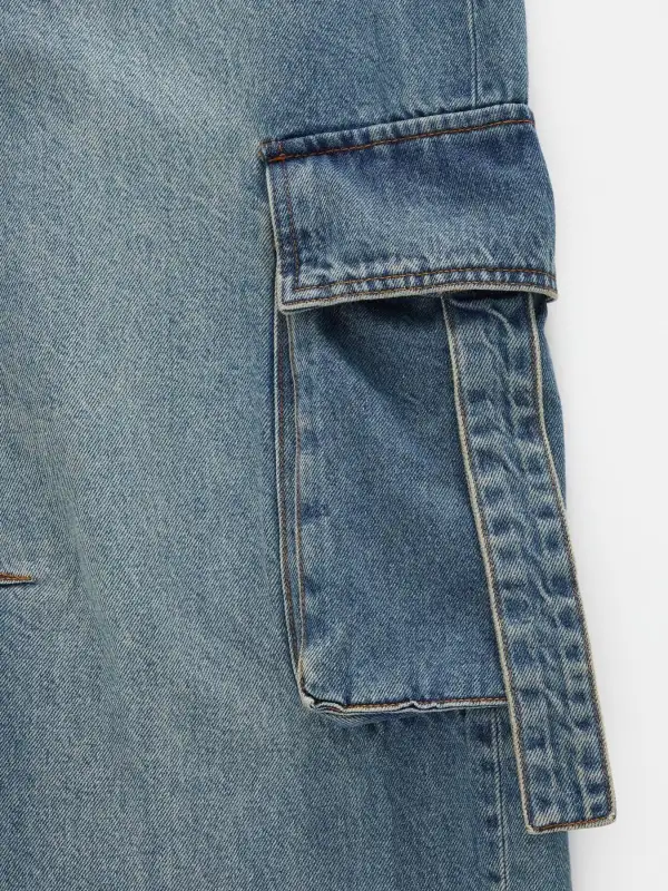 Pocketed Wide Leg Denim Jeans