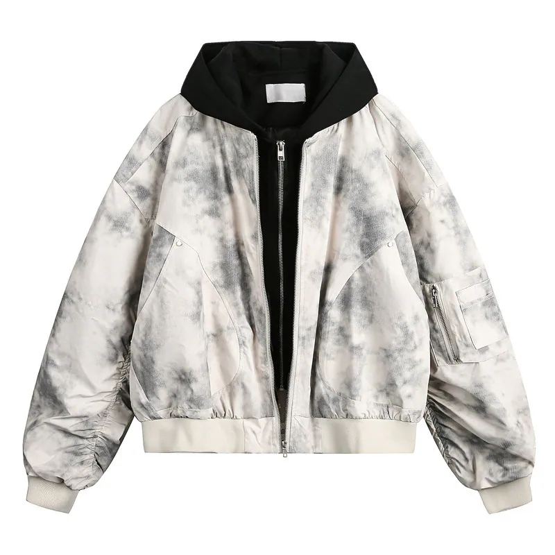 Tie-Dye Faux Layer Bomber Jacket