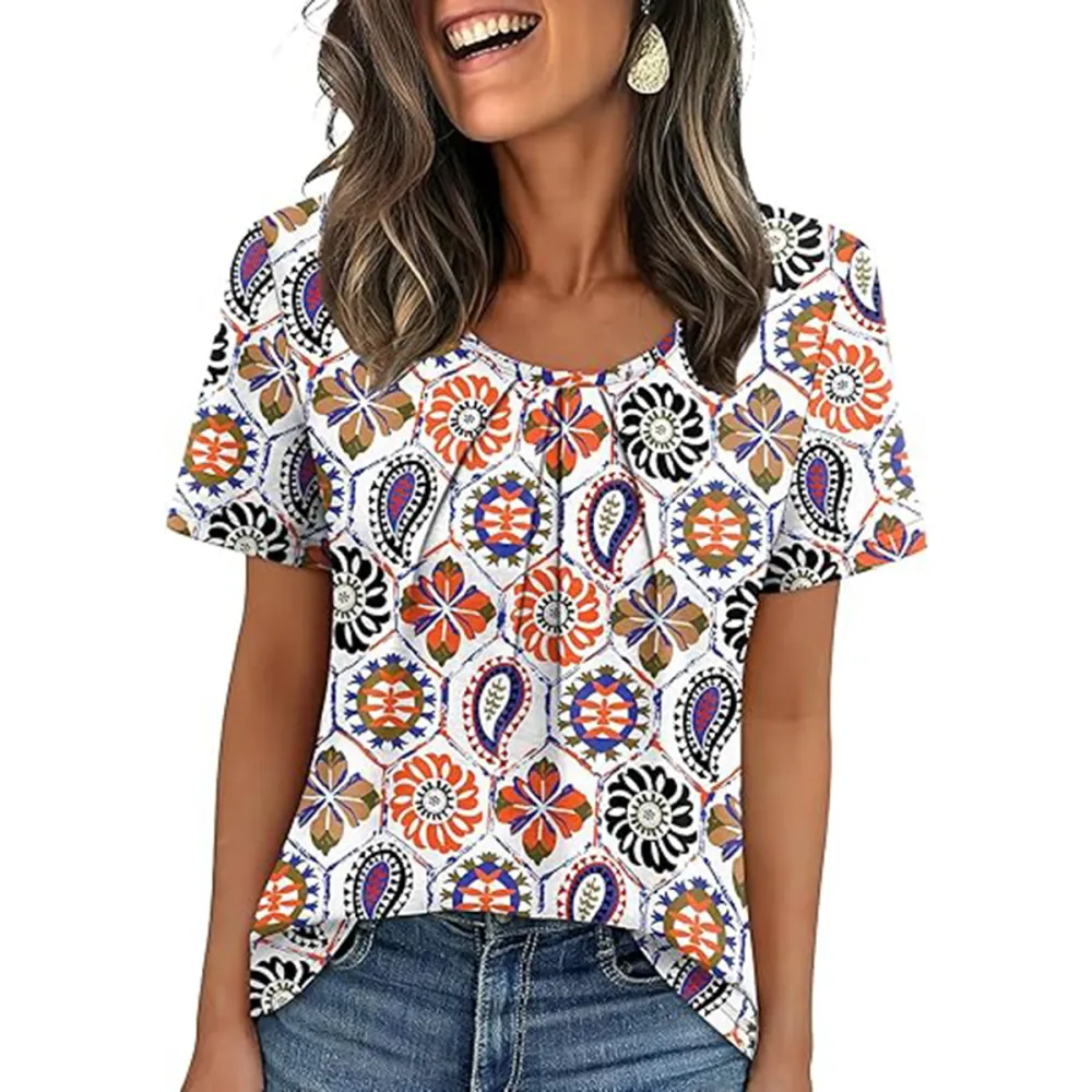 🔥Last Day: 8-Pack Only $24 🎨Women's Pleated Short-Sleeve Top