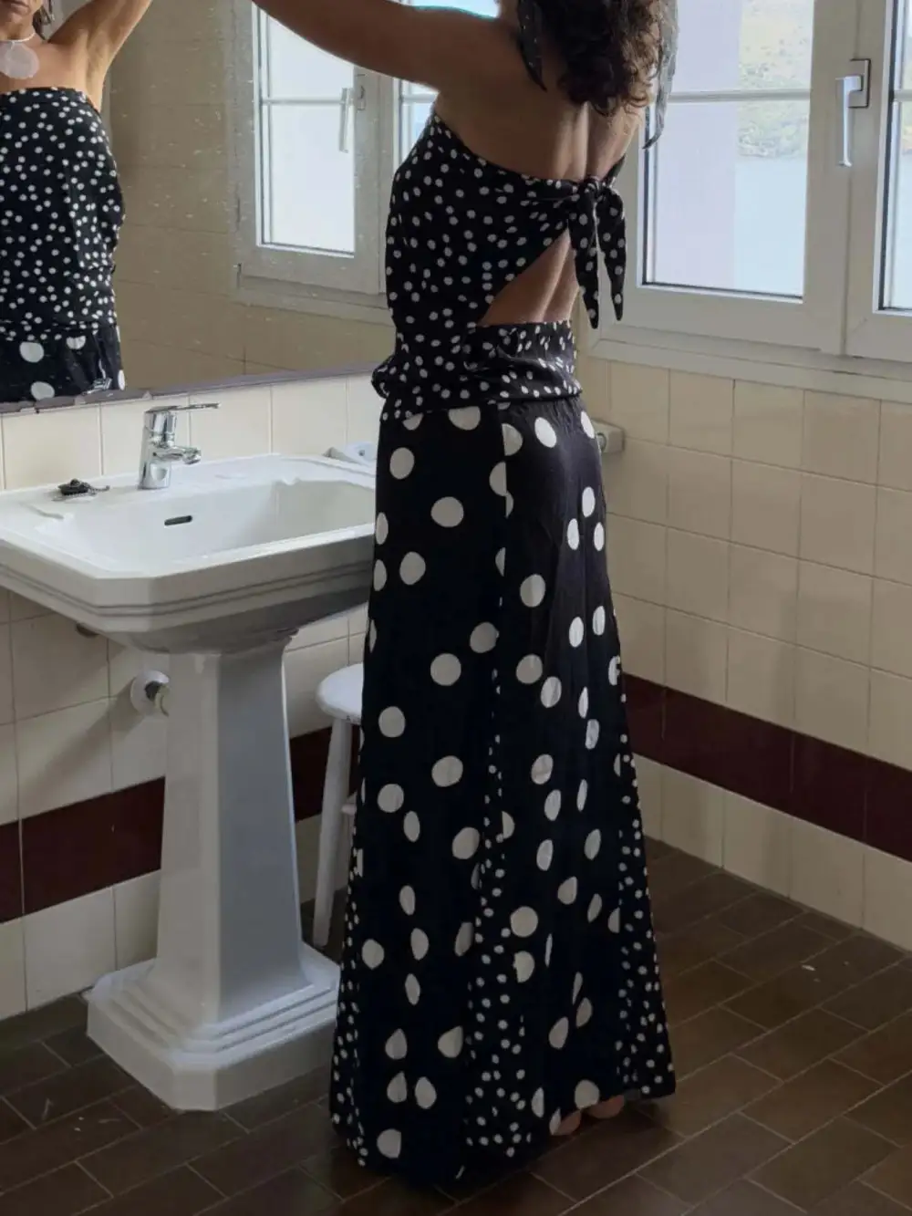 Sleek Polka Dot Detail Coordinated Set