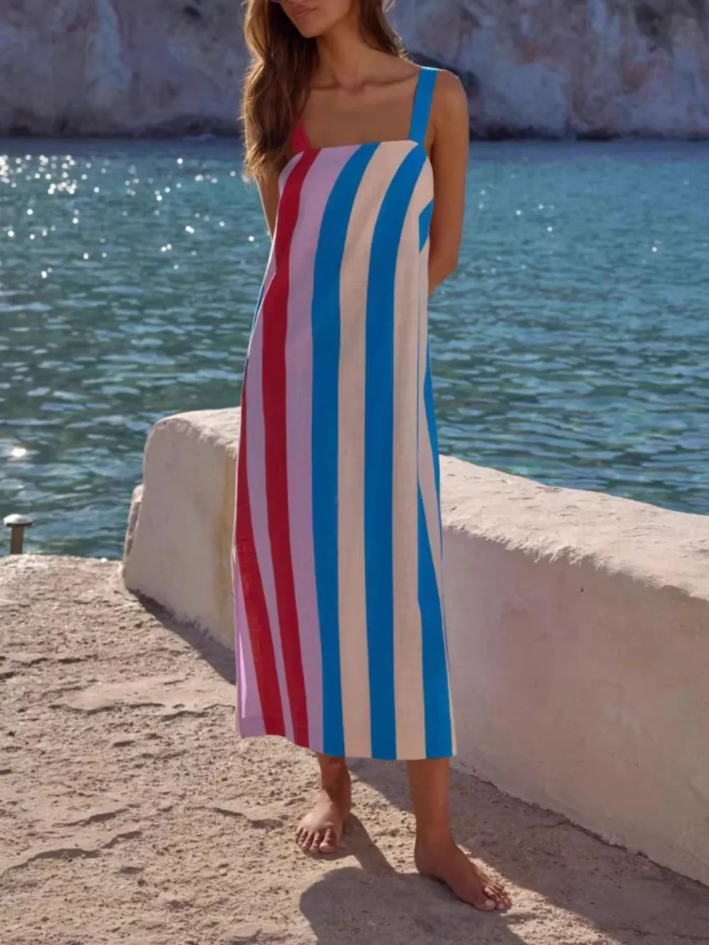 Easy Fit Striped Midi Dress