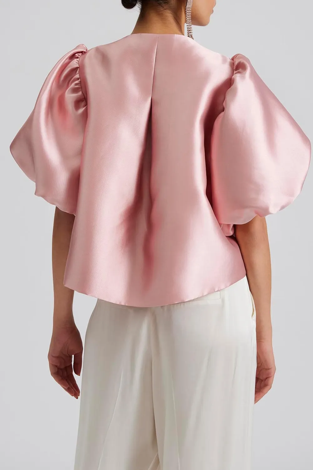 Puff Sleeve Scarf Neck Blouse