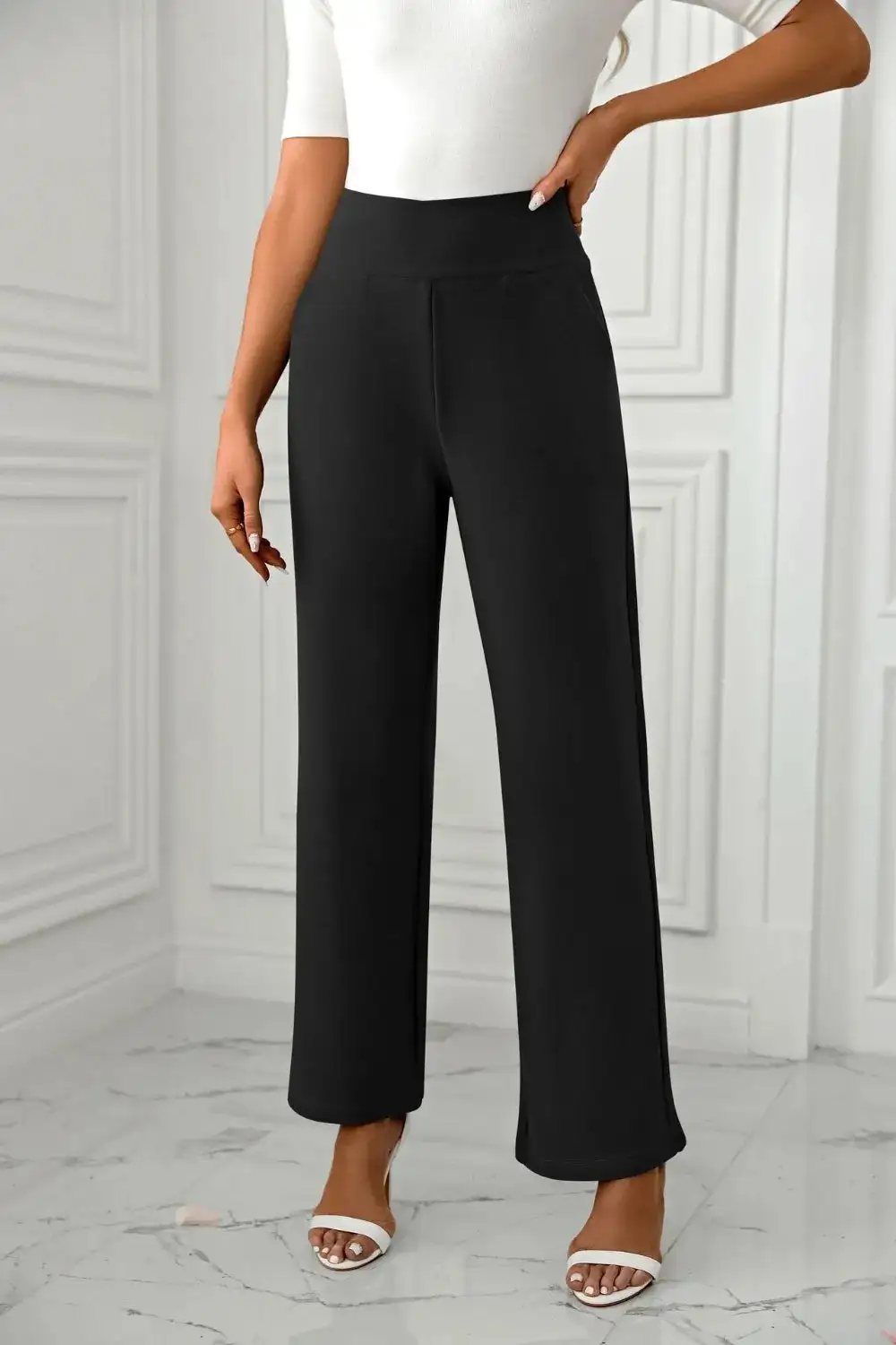 Flowy High Waist Straight Leg Pants