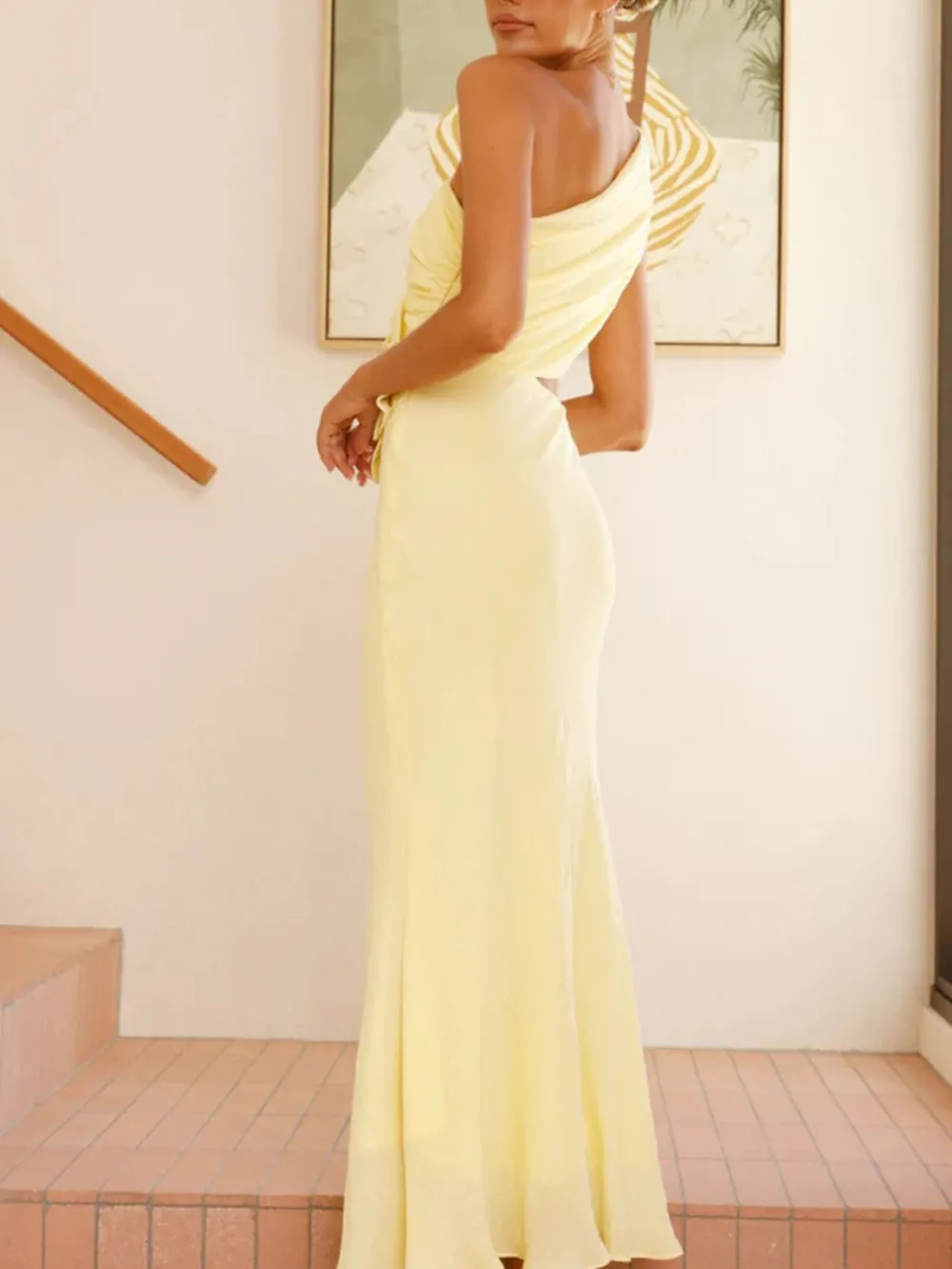 One-Shoulder Floral Casual Dress