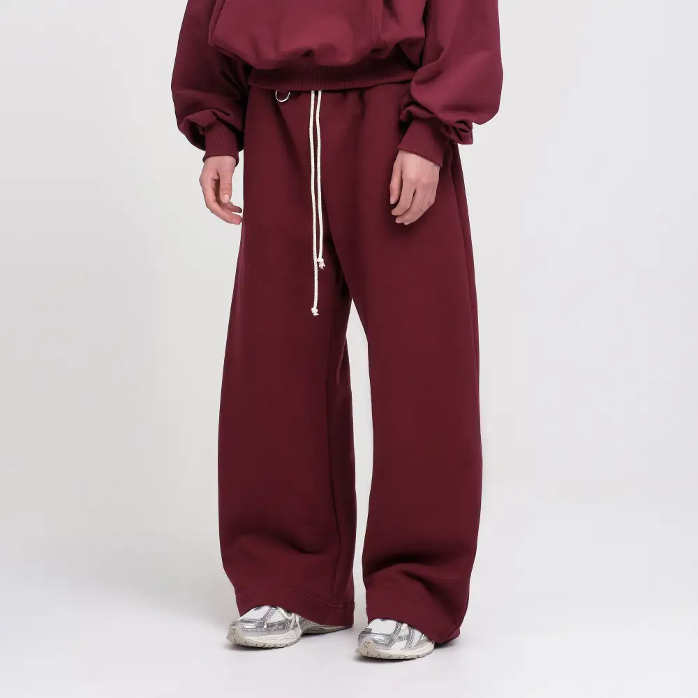 Easygoing Drawstring Pocketed Barrel Leg Wide Barrel Ultra Heavyweight Barrel French Terry Sweatpants