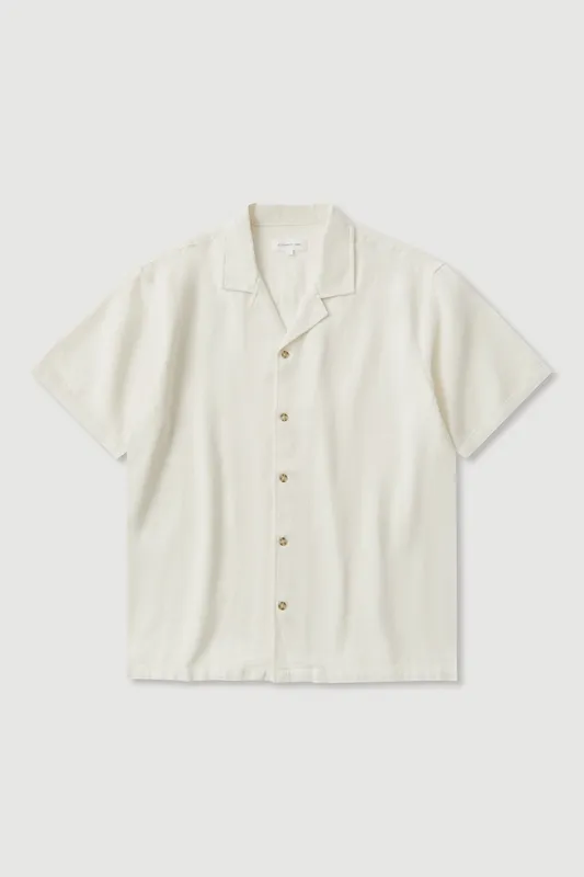 Cream Textured Resort Short Sleeve Shirt