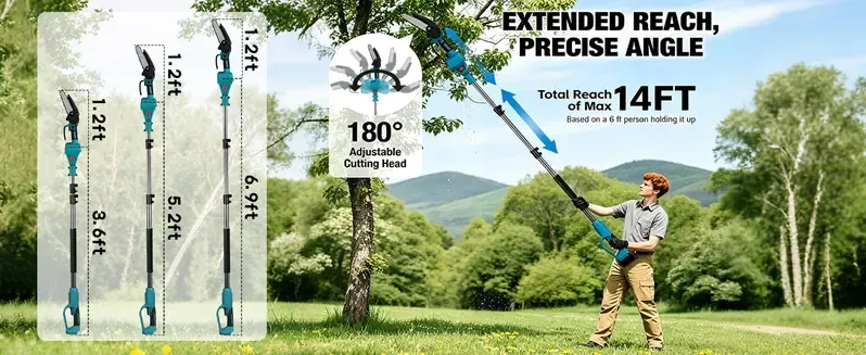 Cordless Pole Saw & Mini Chainsaw Garden Tool Set with Extension Pole for Tree Trimming