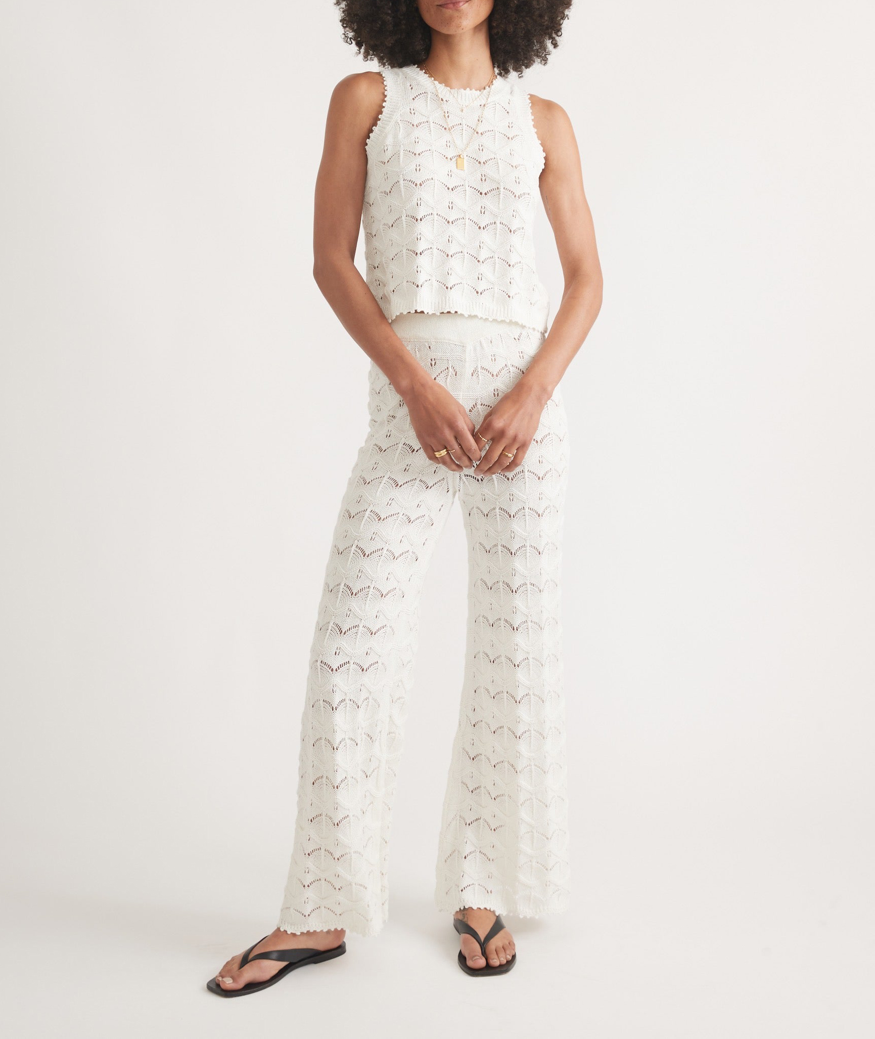 Knit Patterned Wide-Leg Pants