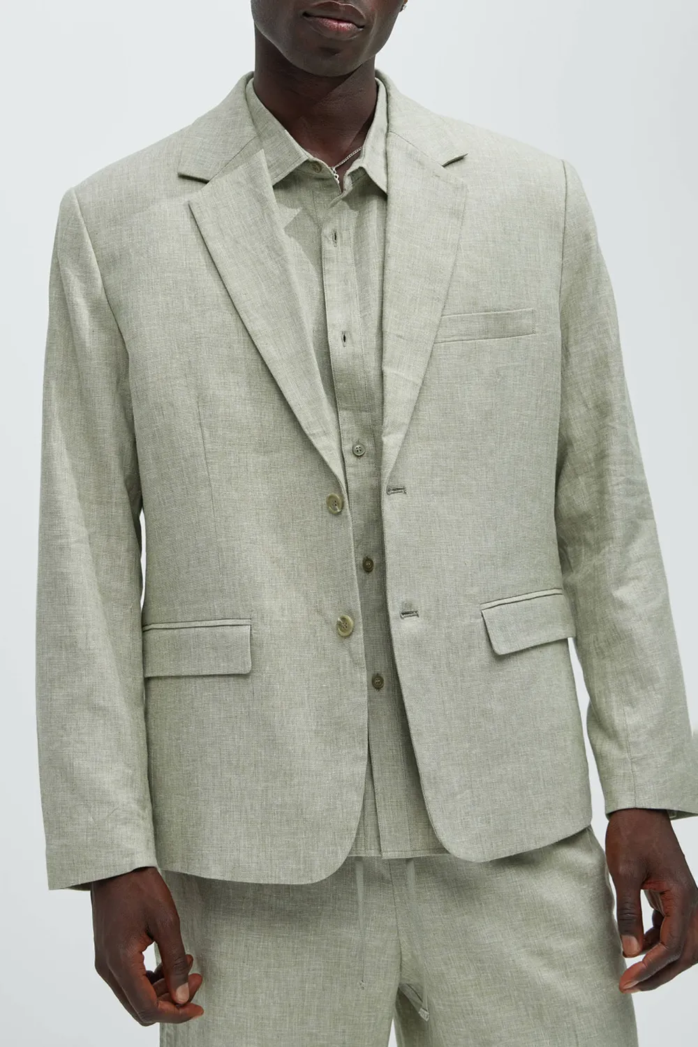 Linen Suit Jacket - Blue