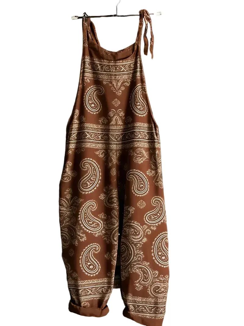 Women' Fun Print Wide-Leg Suspender Overalls