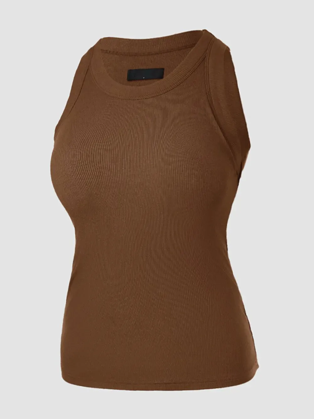 Women Everyday Basic Ribbed Built-in Bra Tank