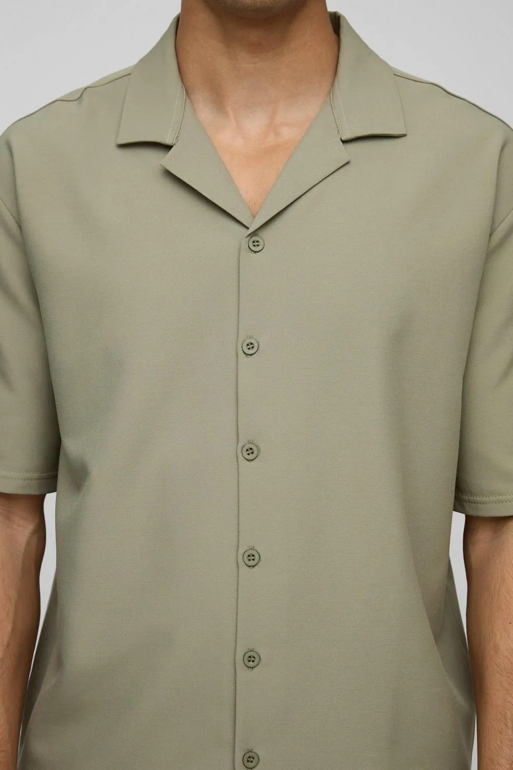 Olive Green Short Sleeve Button Up Shirt