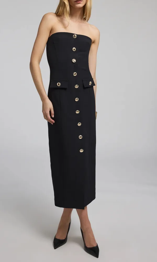 Tube Top Crepe Midi Dress