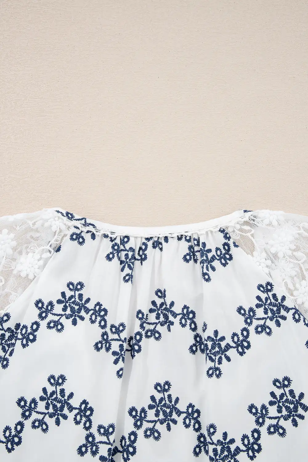 Floral Embroidered Lace Trim Blouse