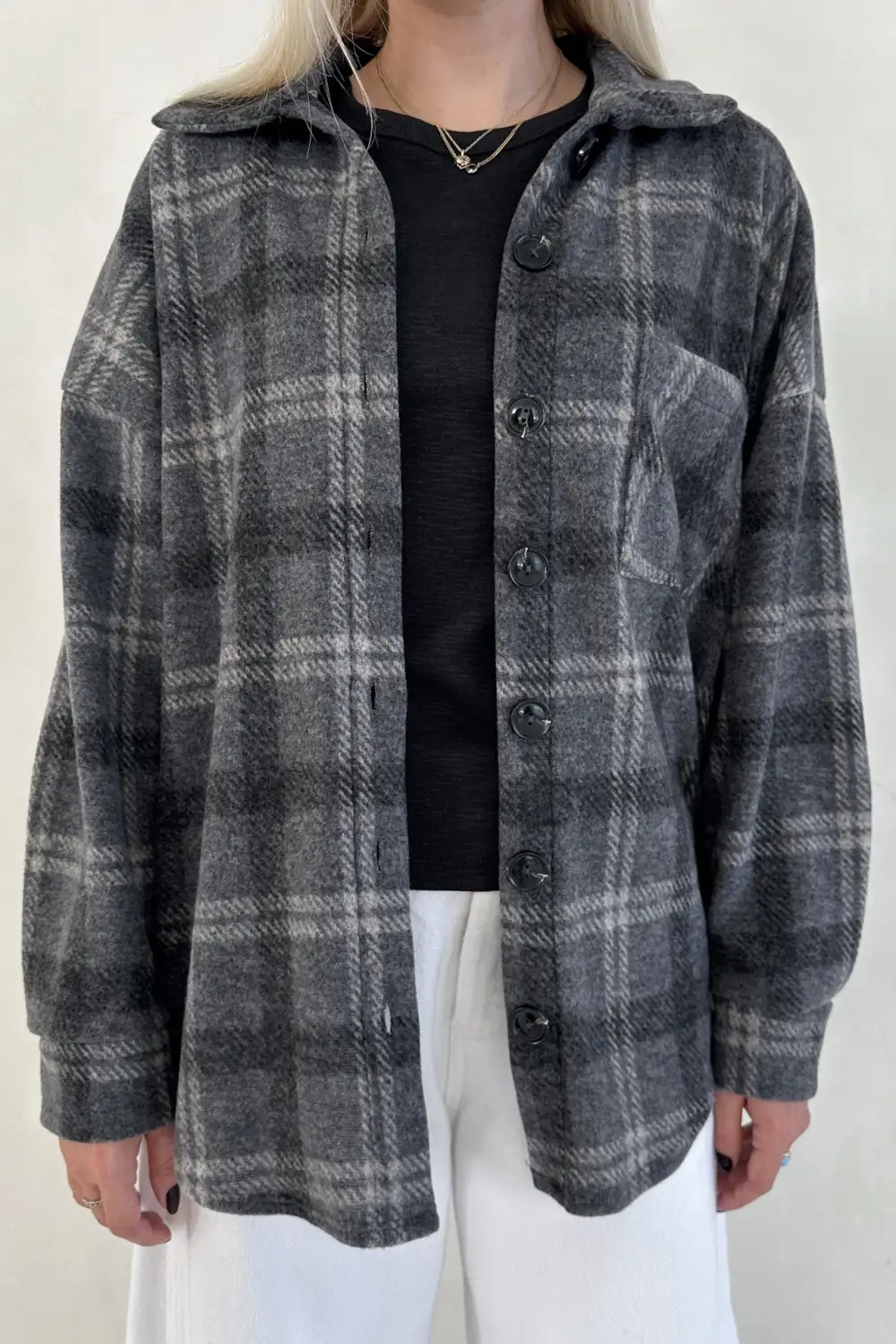 Plaid Button Front Jacket