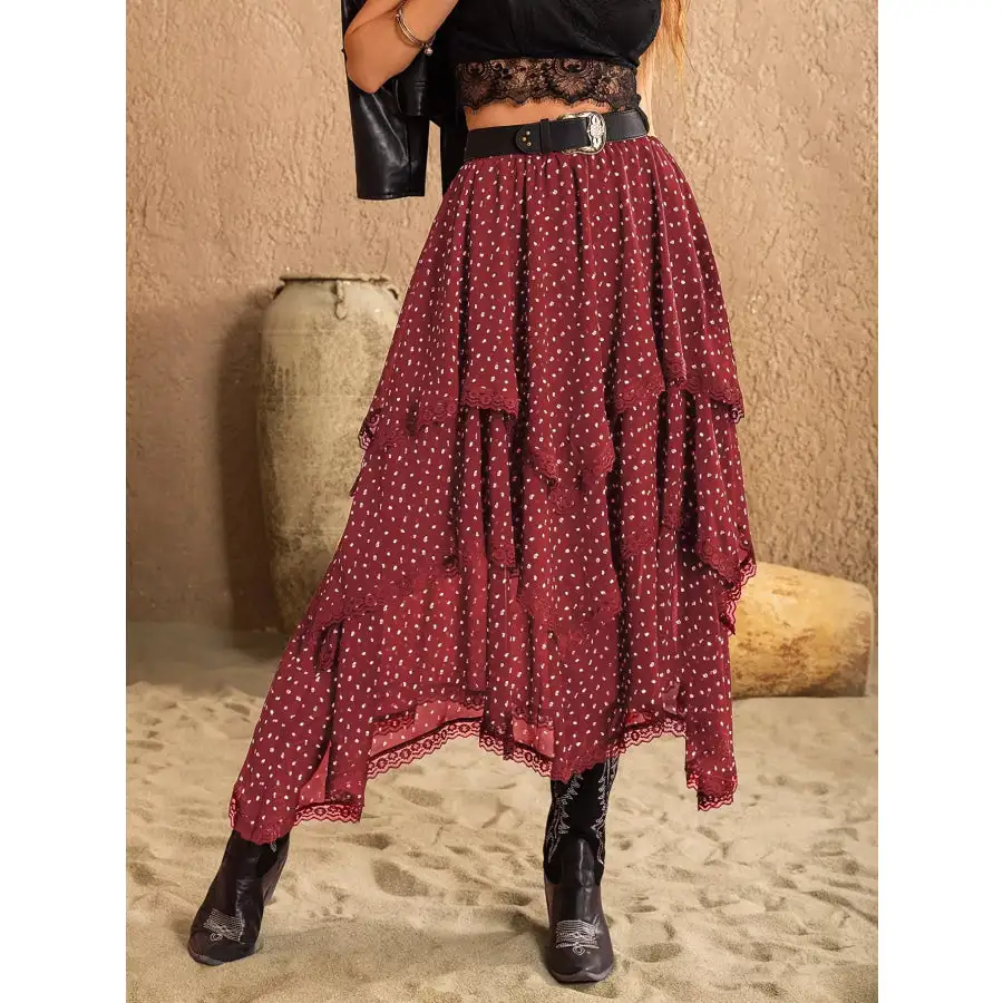 Lace Detail Layered Skirt