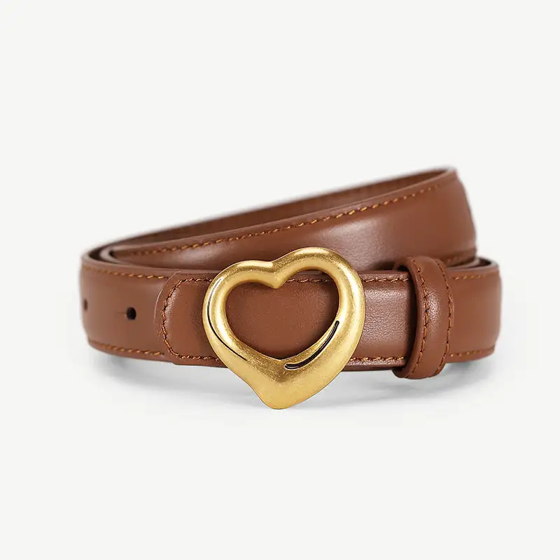 Heart Buckle Cowhide Leather Belt