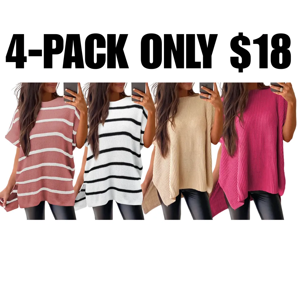 Women's loose-neckline short-sleeved sweater
