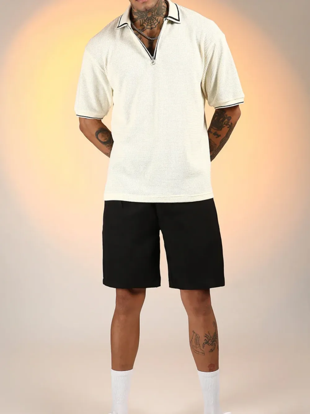White Half Sleeve Polo T-Shirt