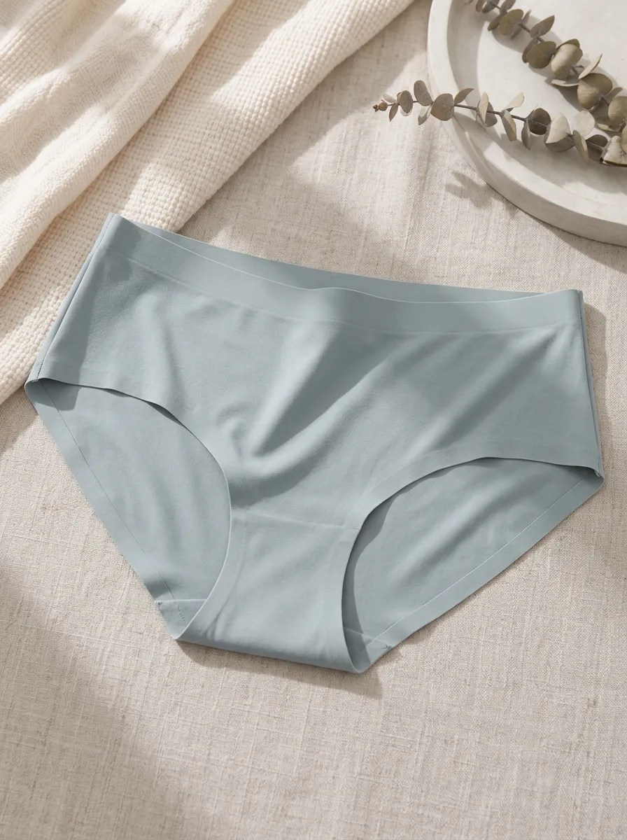 Women's Solid Light Blue Seamless Briefs Underwear