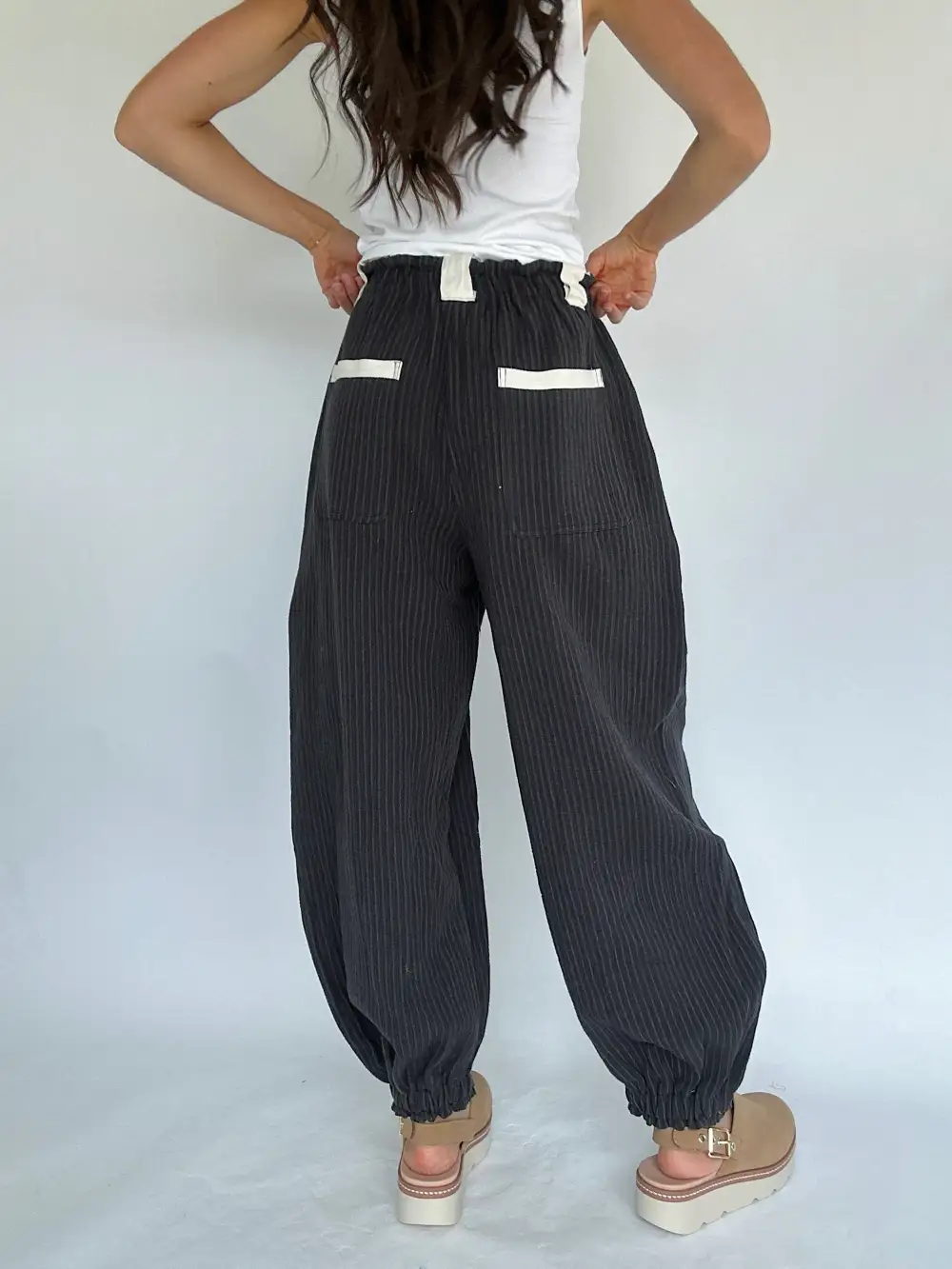 Casual Striped Wide Leg Pants