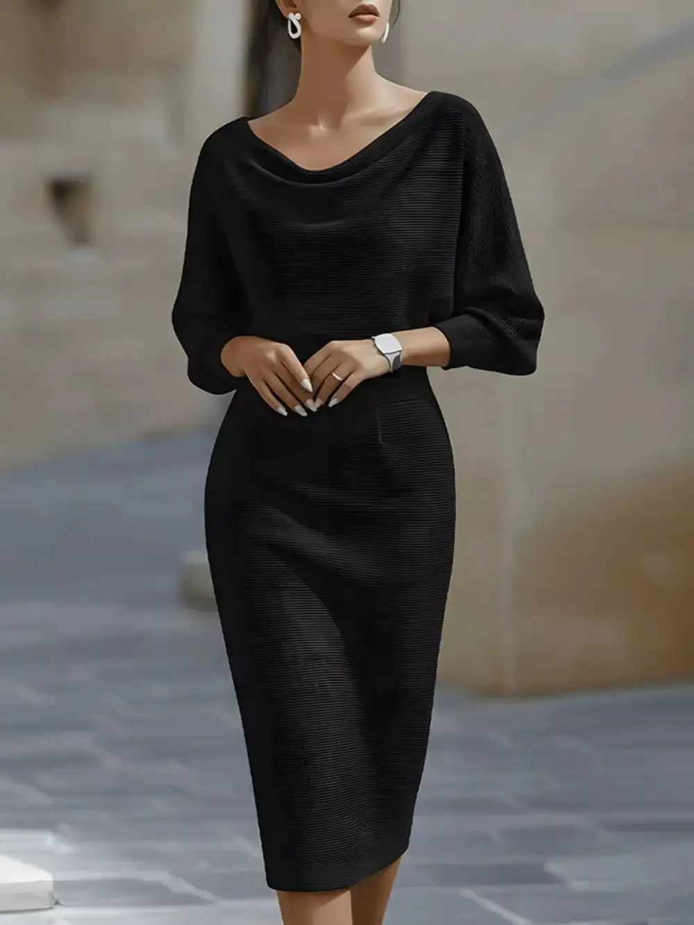 Cowl Midi Dress