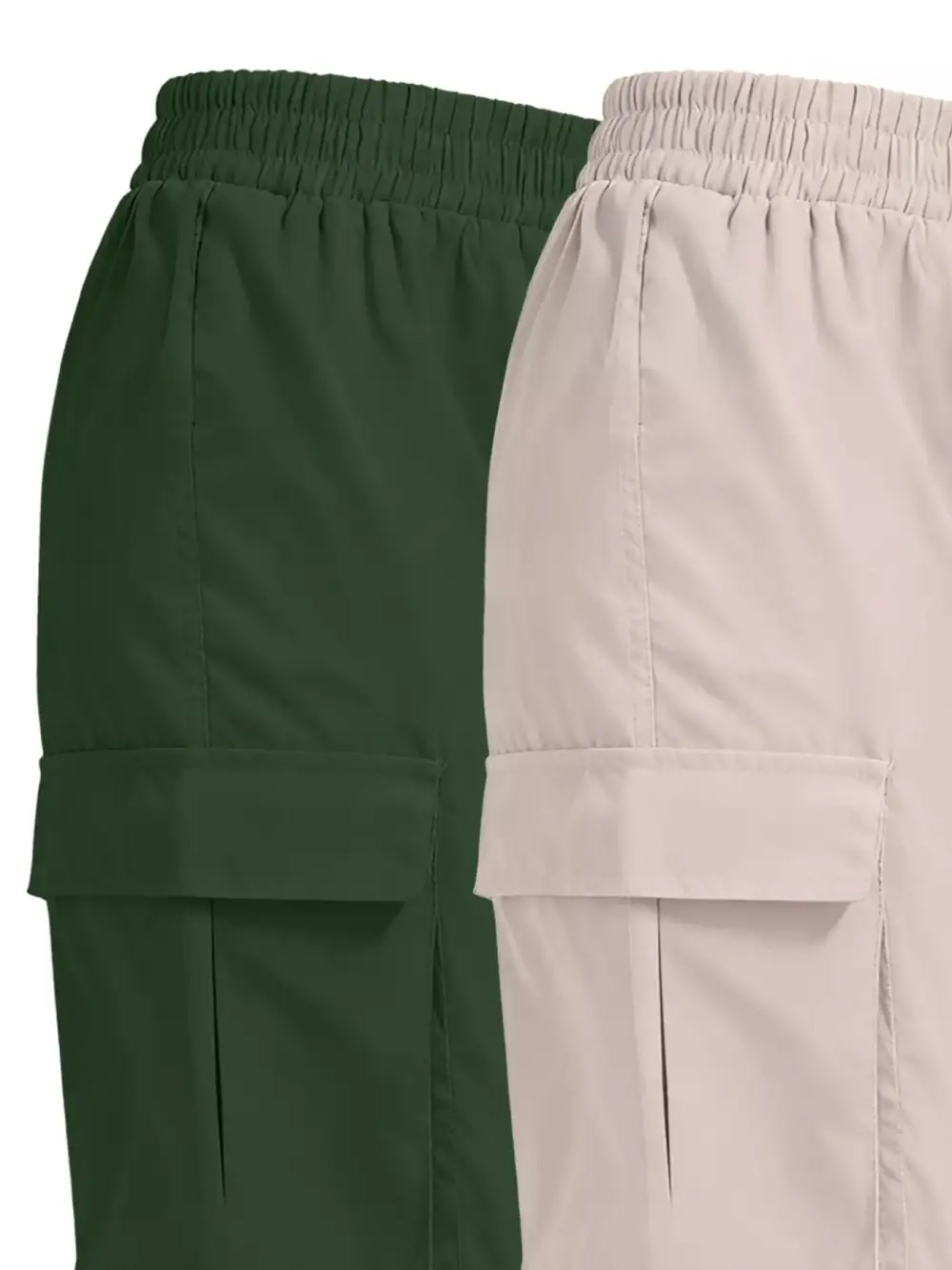 Piece Elastic Waist Cargo Pants