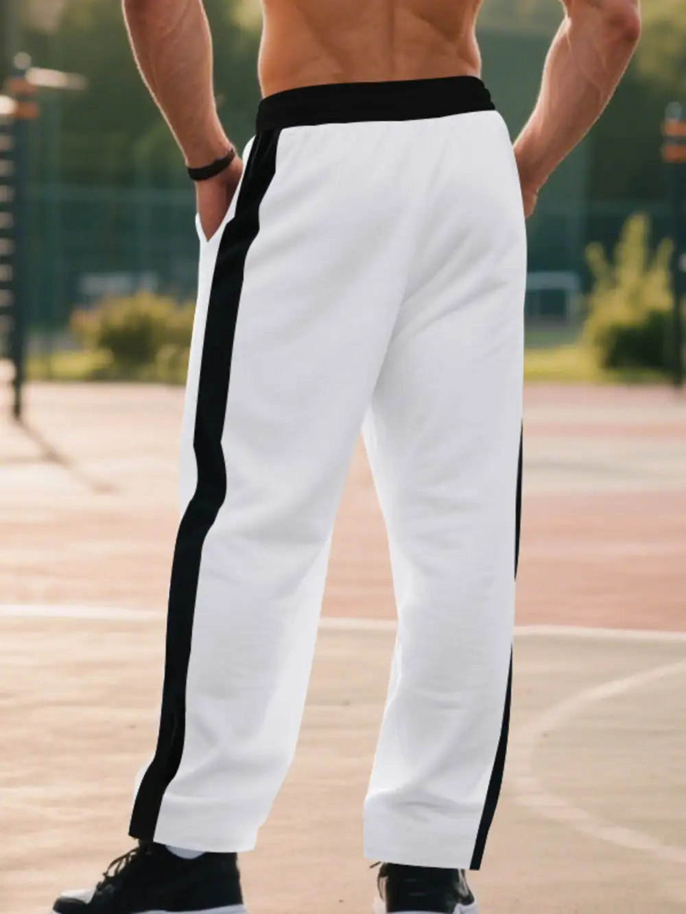 Men's Full Size Side Stripe Wide Leg Pants