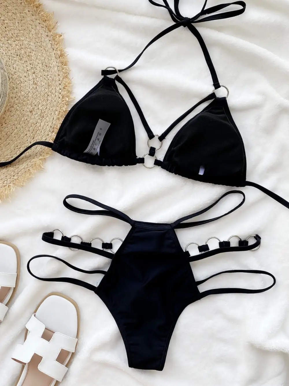 Panel Detail Halter Neck Coordinated Swim Set