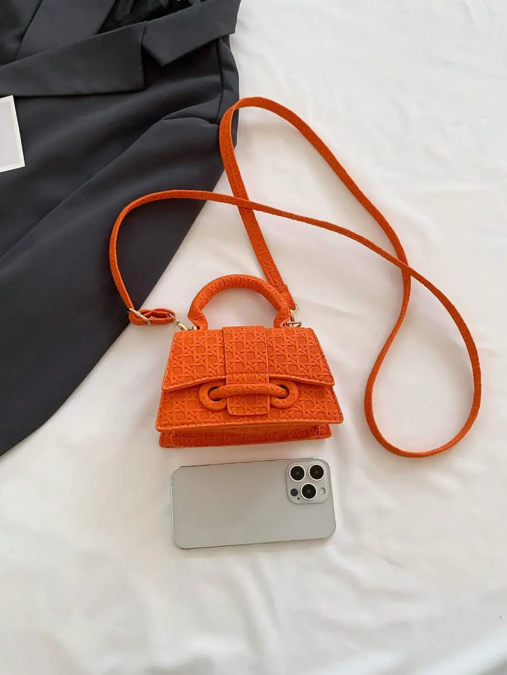 PU Flip Cover Magnetic Closure Top Single Handle Shoulder Strap