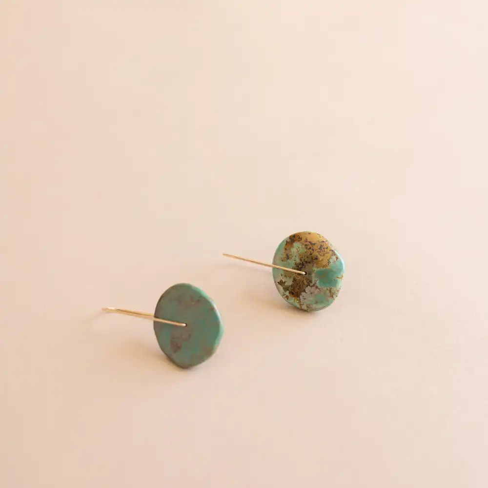 Turquoise Hanging Disc Earrings