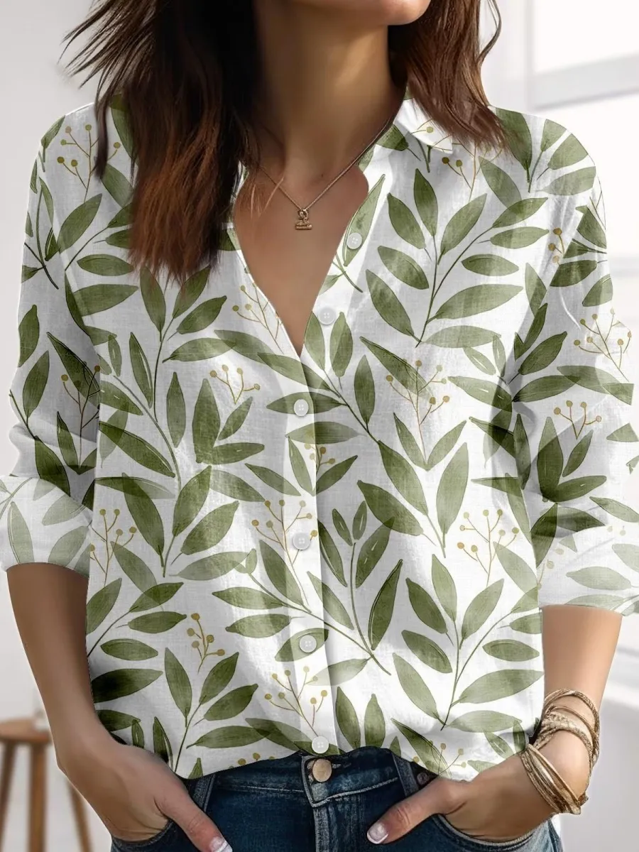 Leaf Button Up Casual Shirt