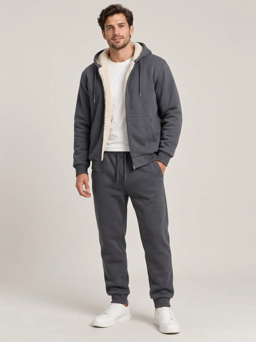Active Comfort Fleece Lined Thermal Hooded Men's Fleece Sweat Set