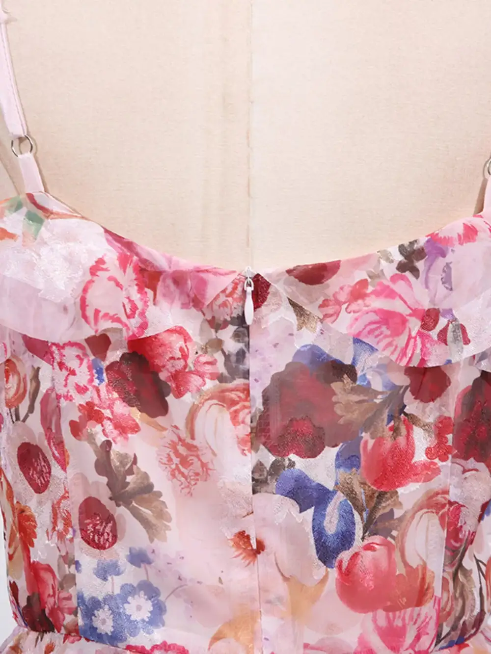 Clean Line Floral Printed Ruffle Maxi Dress