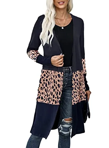 Womens2022FashionCasualOpenFrontPrintedCardigansSweatersThinCoatsJacketsOuterwear