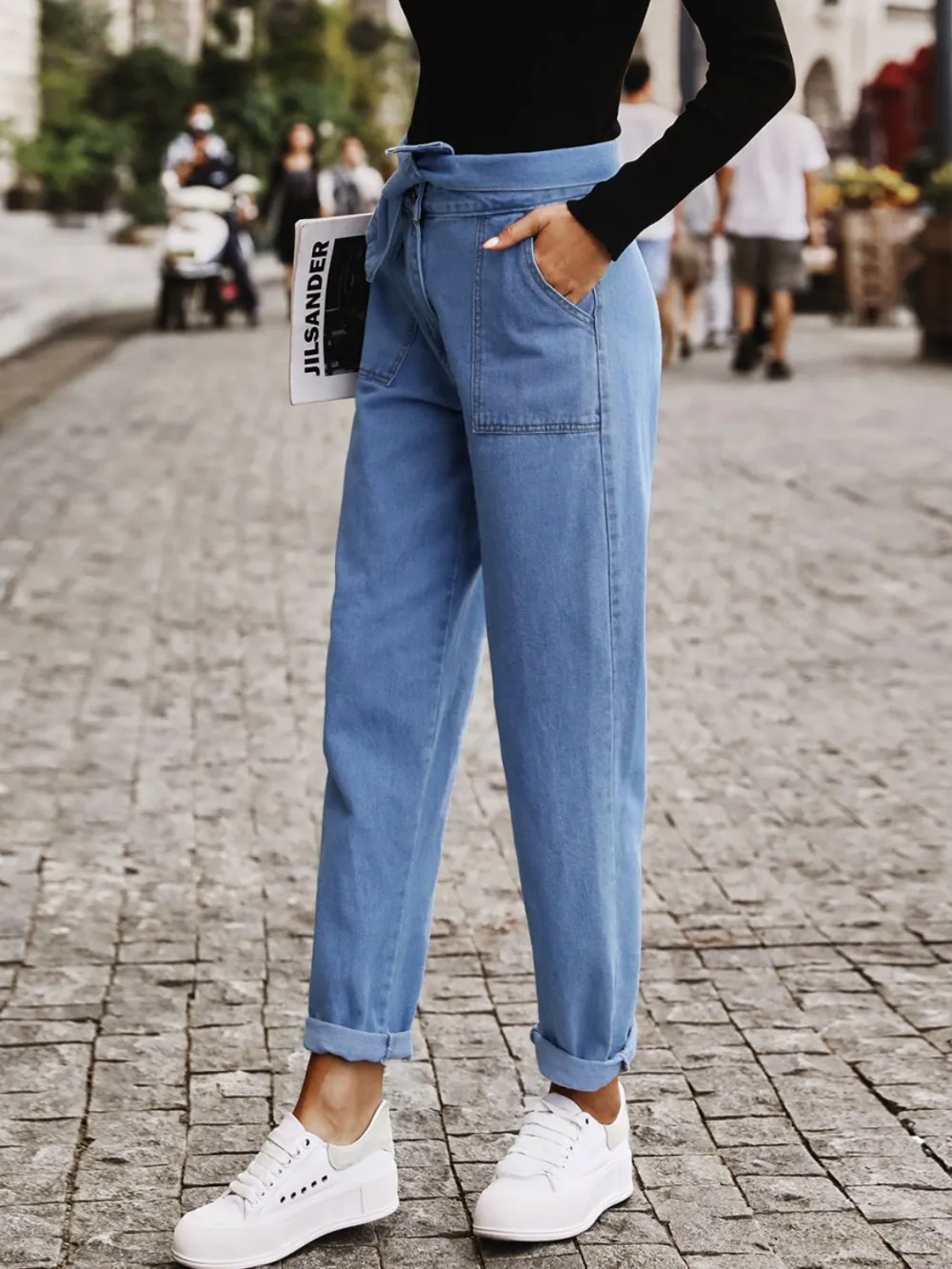 Straight Leg Layered Denim Jeans