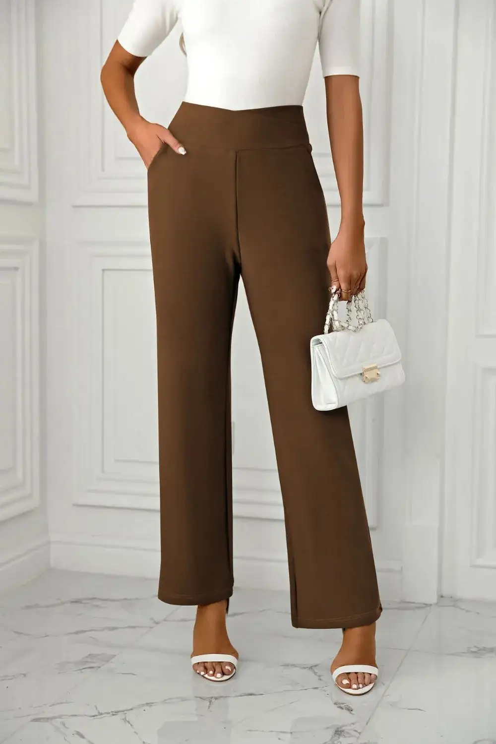 Flowy High Waist Straight Leg Pants